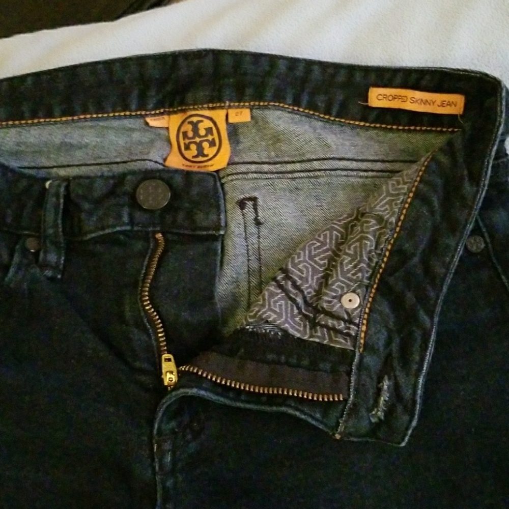 Tory Burch crop skinny blue jean